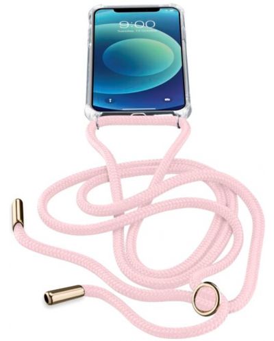 Калъф Cellularline - Neck Strap, iPhone 12 mini, розов - 2