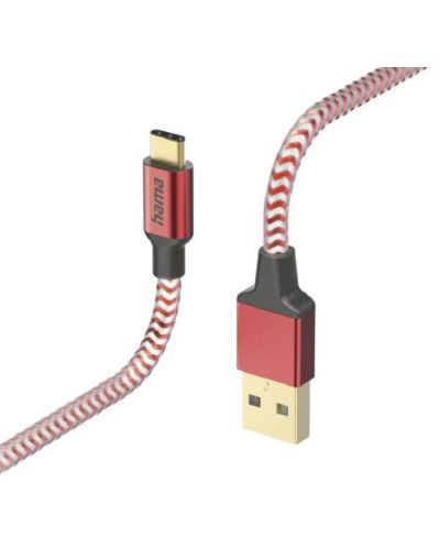 Кабел Hama - 201559, USB-A/USB-C, 1.5 m, червен - 1