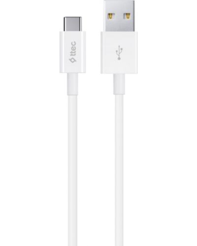 Кабел ttec - Charge/Data, USB-A/USB-C, 1.2 m, бял - 1
