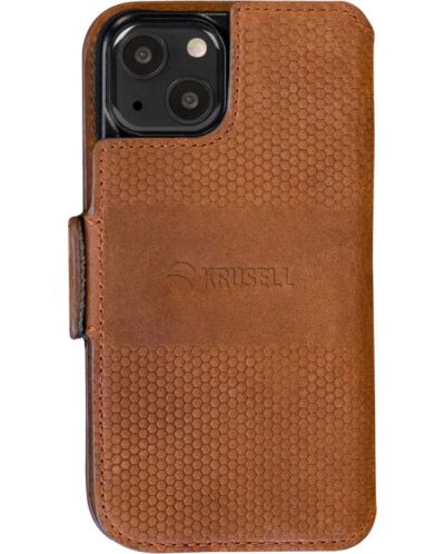 Калъф Krusell - Leather Wallet, iPhone 13 mini, кафяв - 3