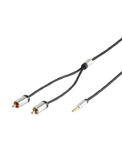 Аудио кабел Vivanco - 2x RCA/жак 3.5 mm, 1.2 m, черен - 1