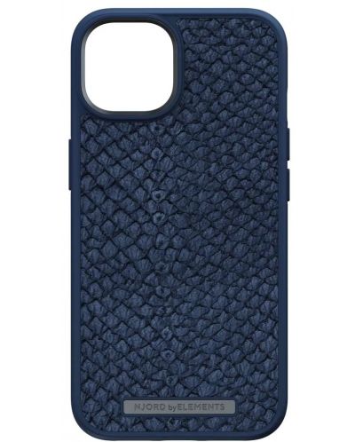 Калъф Njord - Salmon Leather MagSafe, iPhone 14, син - 1