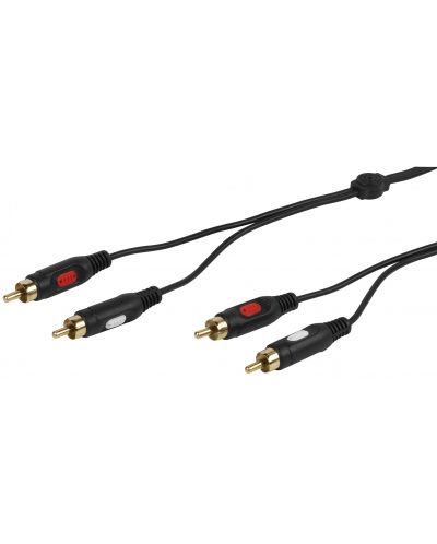 Аудио кабел Vivanco - 46010, 2x RCA/2x RCA, 1.5 m, черен - 1