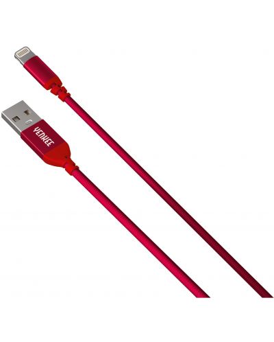 Кабел Yenkee - 611 RD, USB-A/Lightning, 1 m, червен - 2