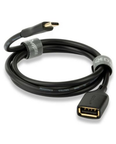 Кабел QED - Connect QE8191, USB-A/USB-C, 0.15m, черен - 1
