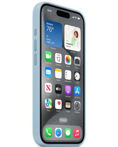 Калъф Apple - Silicone, iPhone 15 Pro, MagSafe, Light Blue - 3