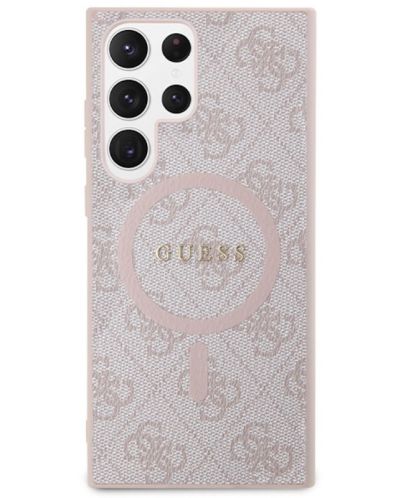 Калъф Guess - Leather 4G MagSafe, Galaxy S24 Ultra, розов - 3