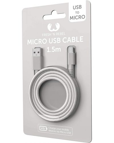 Кабел Fresh N Rebel - USB-A/Micro USB, 1.5 m, светлосив - 2