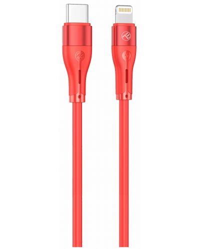 Кабел Tellur - Silicone, USB-C/Lightning, 1 m, червен - 1