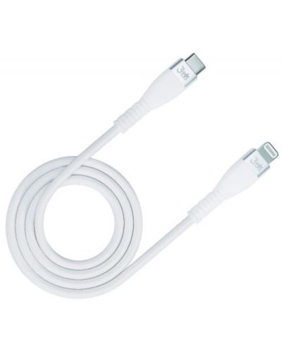 Кабел 3mk - Hyper Silicone, USB-C/Lightning, 1 m, бял - 2
