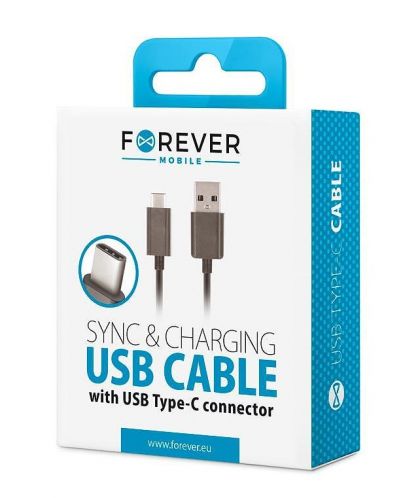 Кабел Forever - 3575, USB-A/USB-C, 1 m, черен - 2
