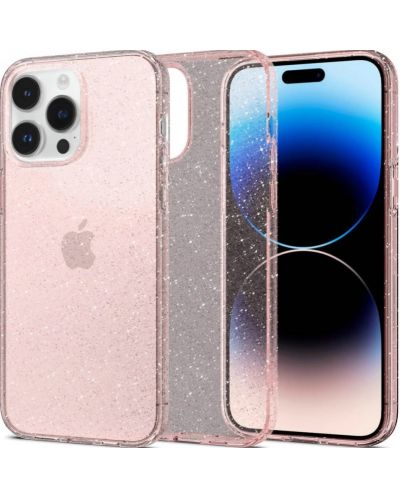 Калъф Spigen - Liquid Crystal Glitter, iPhone 14 Pro, Rose Quartz - 5