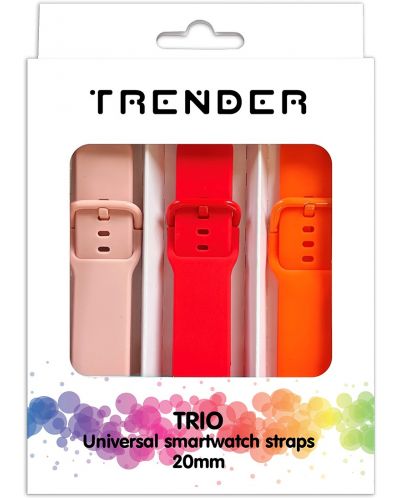 Каишки Trender - Trio Sport, 20 mm, 3 броя, розова/червена/оранжева - 1