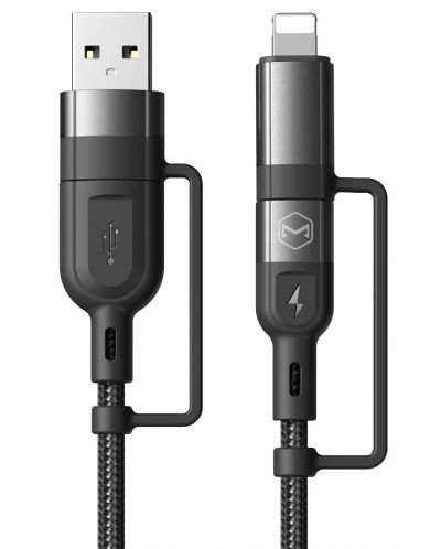 Кабел Xmart - 12726, USB-C/USB-C, USB-A/Lightning, 1.2 m, черен - 2