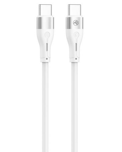 Кабел Tellur - Silicone, USB-C/USB-C, 1 m, бял - 1