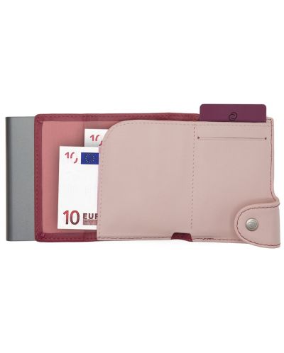 Картодържател C-Secure - портфейл и монетник, XL, розово и лилаво - 3