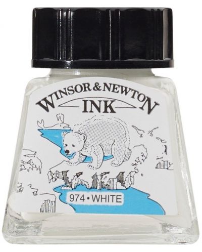 Калиграфски туш Winsor & Newton - Бял, 14 ml - 1