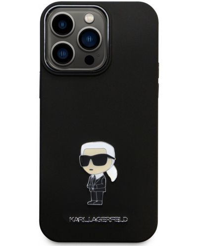 Калъф Karl Lagerfeld - Liquid Silicone Metal Ikonik Case, iPhone 15 Pro Max, черен - 2