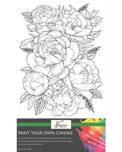 Платно за оцветяване Grafix - Цветя, 20 х 15 cm - 1