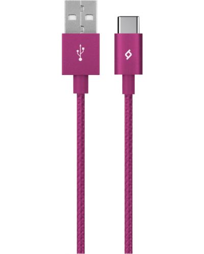 Кабел ttec - AlumiCable, USB-A/USB-C, 1.2 m, розов - 1