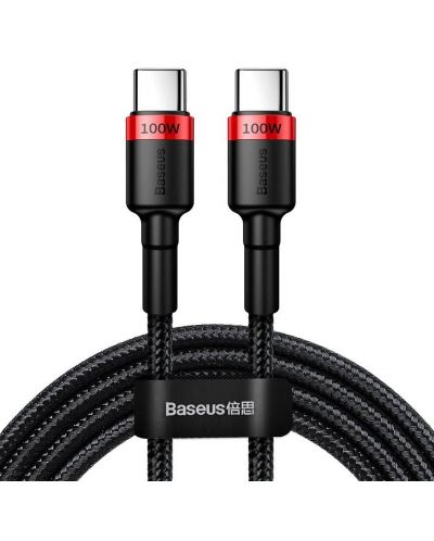 Кабел Baseus - Cafule, USB-C/USB-C, 2 m, черен - 1