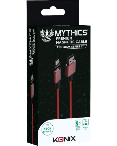 Кабел Konix - Mythics Premium Magnetic Cable 3 m, червен (Xbox Series X/S) - 1