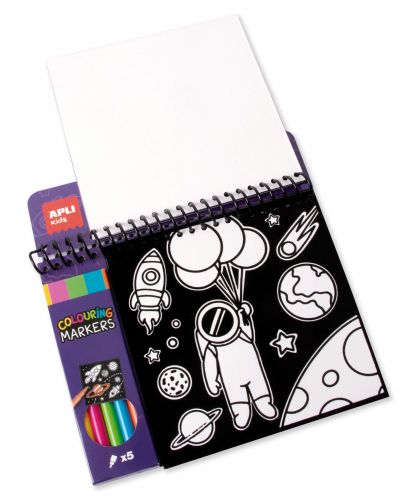 Кадифена книжка за оцветяване + 5 цветни маркера - 2