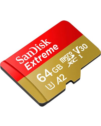 Карта памет SanDisk - Extreme, 64GB, microSDXC, Class10 + адаптер - 2