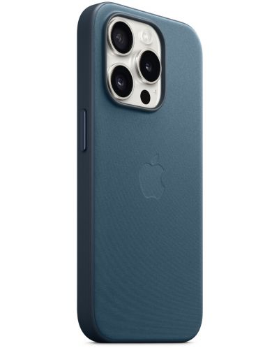 Калъф Apple - FineWoven MagSafe, iPhone 15 Pro, Pacific Blue - 2