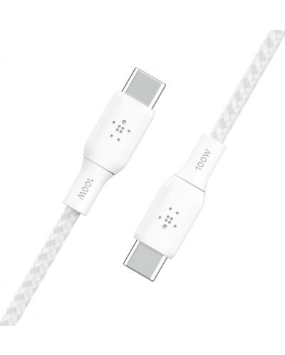 Кабел Belkin - Boost Charge, USB-C/USB-C, Braided, 3 m, бял - 3