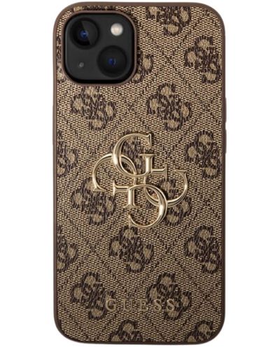 Калъф Guess - PU 4G Metal Logo, iPhone 15, кафяв - 1