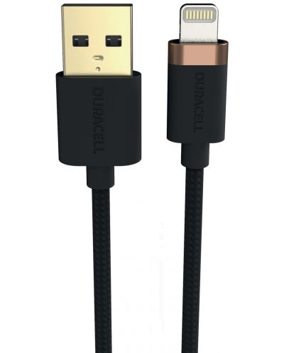 Кабел Duracell - USB7022A, USB-A/Lightning, braided, 2 m, черен - 1