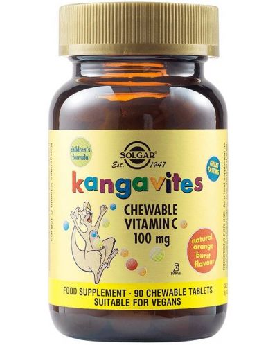 Kangavites Vitamin C, 100 mg, 90 дъвчащи таблетки, Solgar - 1