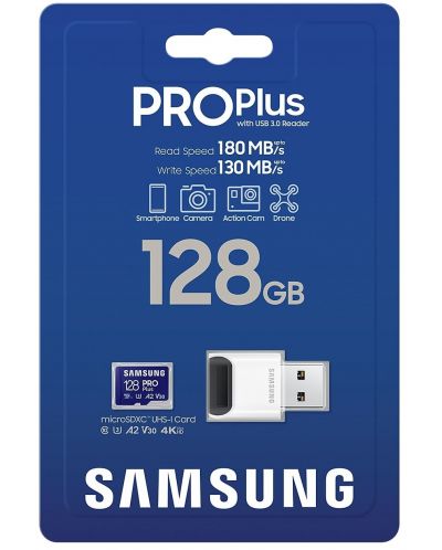 Карта памет Samsung - PRO Plus, 128GB, microSDXC, Class10 + USB четец - 5