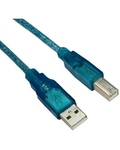 Кабел VCom - CU201-TL, USB-A/USB-B, 5 m, син - 1