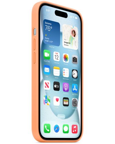 Калъф Apple - Silicone MagSafe, iPhone 15, Orange Sorbet - 3