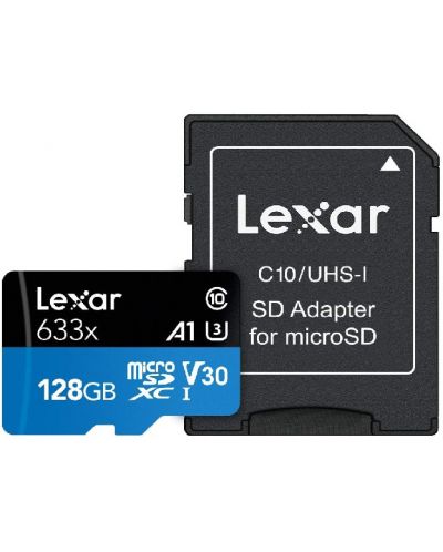 Карта памет Lexar - High-Performance 633x, 128GB, micro SDХC - 1