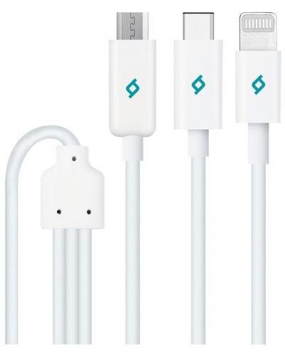 Кабел ttec - Trio, USB-A/USB-C/Lightning/Micro USB, 1.2 m, бял - 1