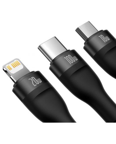 Кабел Baseus - Flash, USB-A/USB-C/Micro USB/Lightning, 1.5 m, черен - 3