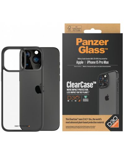Калъф PanzerGlass - ClearCase D3O, iPhone 15 Pro Max, черен - 1