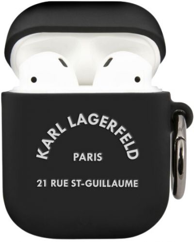 Калъф за слушалки Karl Lagerfeld - Rue St Guillaume, AirPods 1/2, черен - 1