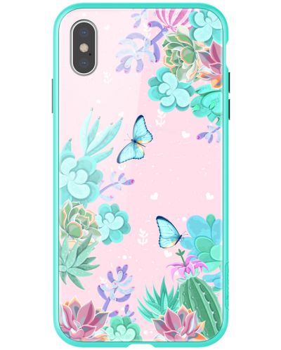 Калъф Nillkin - Floral, iPhone XS Max, зелен/розов - 1