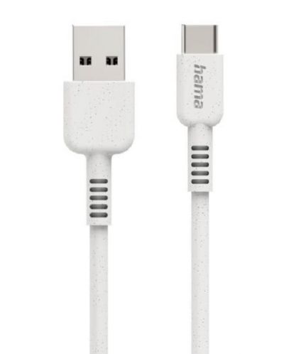 Кабел Hama - 187281, USB-A/USB-C, 1 m, бял - 1