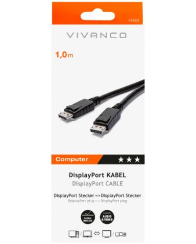 Кабел Vivanco - 45520, DisplayPort/DisplayPort, 1m, черен - 2