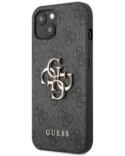 Калъф Guess - PU 4G Metal Logo, iPhone 13, сив - 2