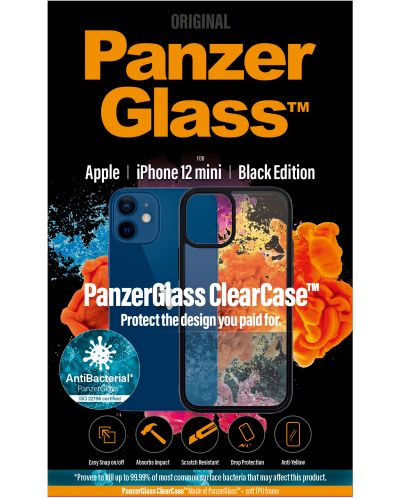 Калъф PanzerGlass - ClearCase, iPhone 12 mini, прозрачен/черен - 2