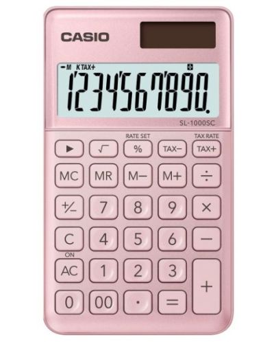 Калкулатор Casio SL-1000SC джобен, 10 dgt, розов металик - 1