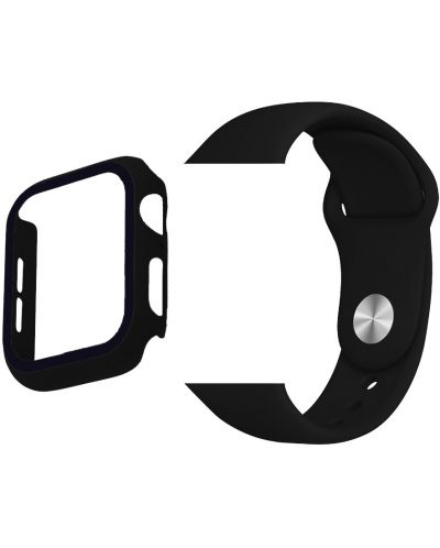 Каишка и протектор Trender - Apple Watch, 44/45 mm, черни - 1