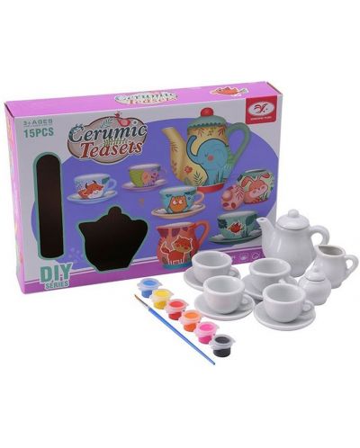 Керамичен сервиз за чай за оцветяване Ntoys, 15 части - 1