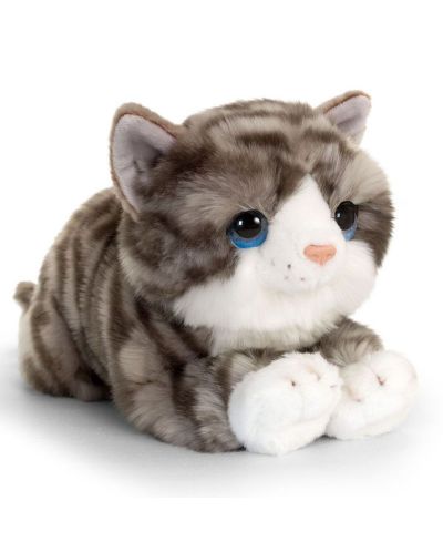Плюшено легнало коте Keel Toys - Сиво, 25 cm - 1